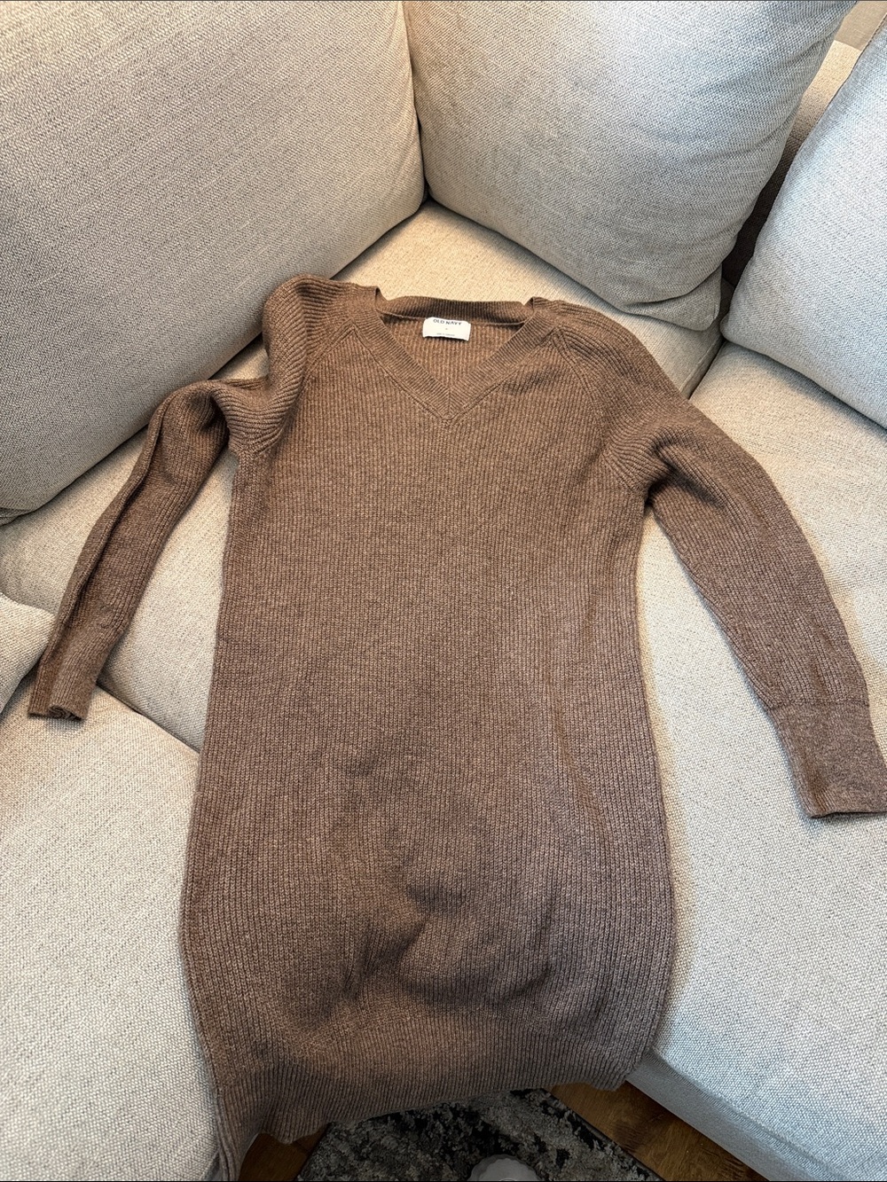 Old Navy Brown V‑Neck Ribbed Women's Sweater